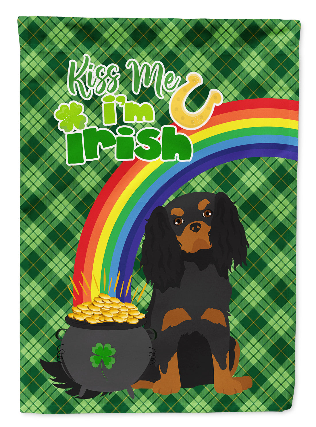 Black and Tan Cavalier Spaniel St. Patrick's Day Flag Garden Size  the-store.com.