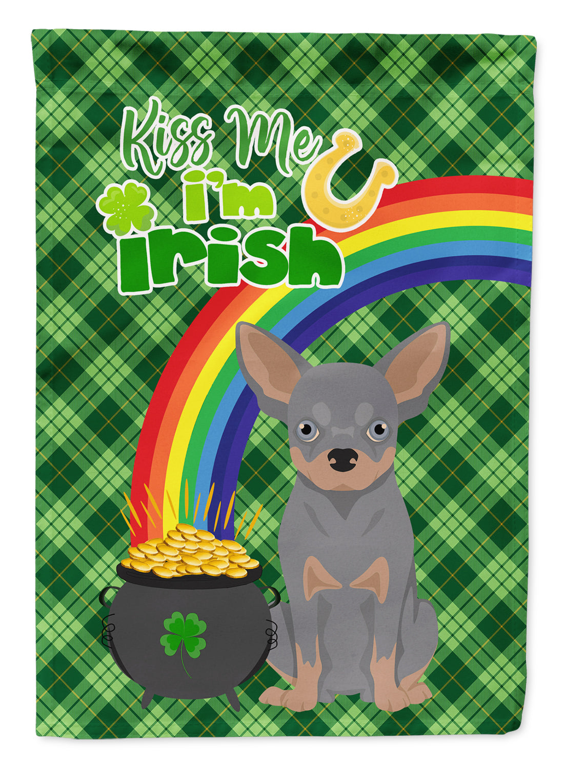 Blue and Tan Chihuahua St. Patrick&#39;s Day Flag Garden Size  the-store.com.