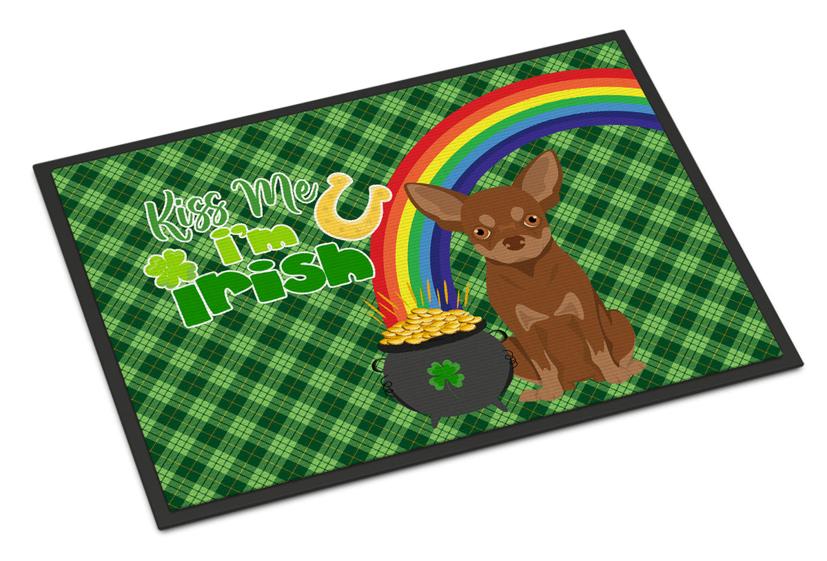 Buy this Chocolate and Tan Chihuahua St. Patrick&#39;s Day Indoor or Outdoor Mat 24x36