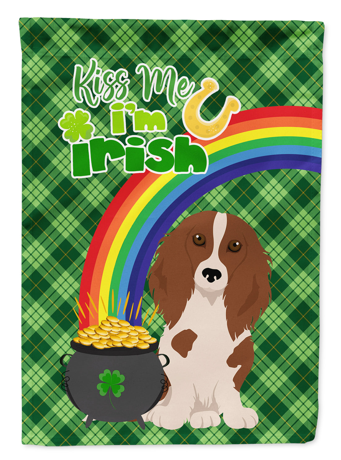 Longhair Red Pedbald Dachshund St. Patrick's Day Flag Garden Size  the-store.com.