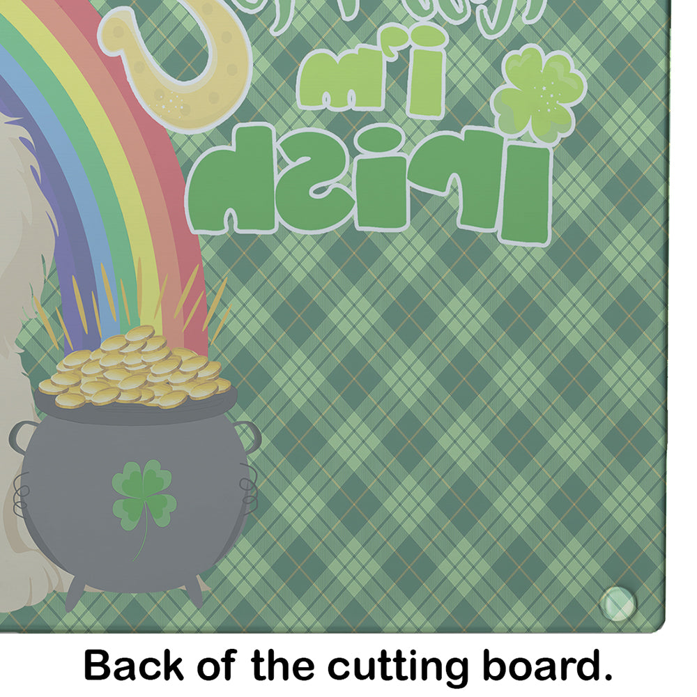 Longhair Cream Dachshund St. Patrick's Day Glass Cutting Board Large - the-store.com