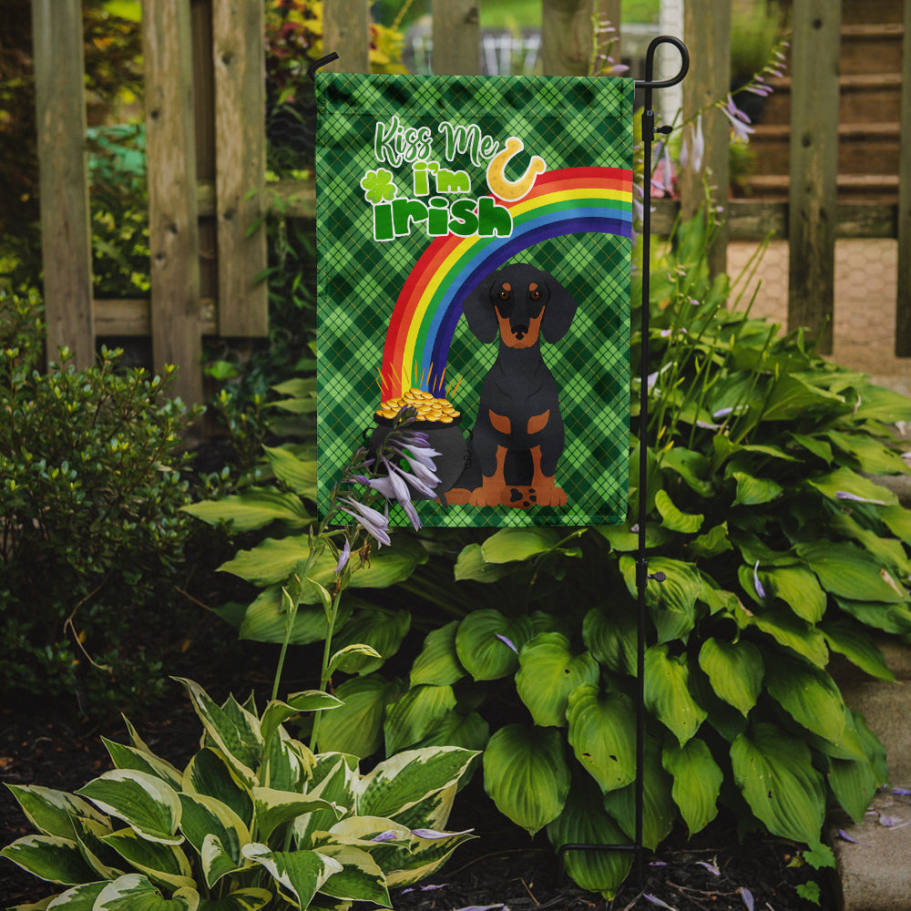 Black and Tan Dachshund St. Patrick's Day Flag Garden Size  the-store.com.