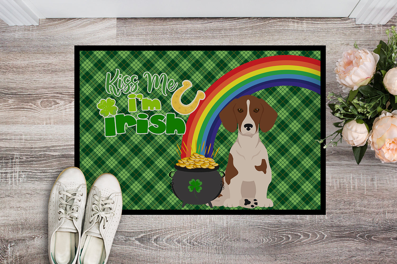 Red Piebald Dachshund St. Patrick's Day Indoor or Outdoor Mat 24x36 - the-store.com