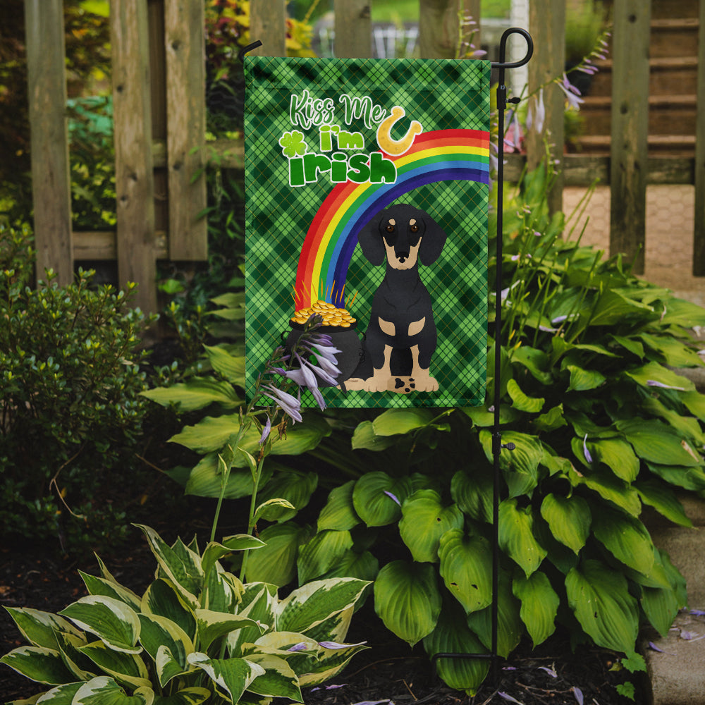 Black and Cream Dachshund St. Patrick's Day Flag Garden Size  the-store.com.