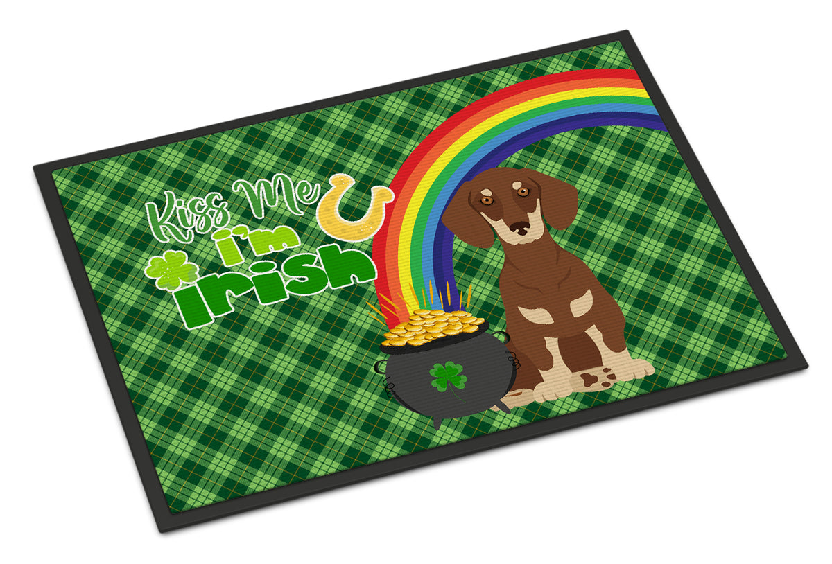 Buy this Chocolate and Cream Dachshund St. Patrick&#39;s Day Indoor or Outdoor Mat 24x36