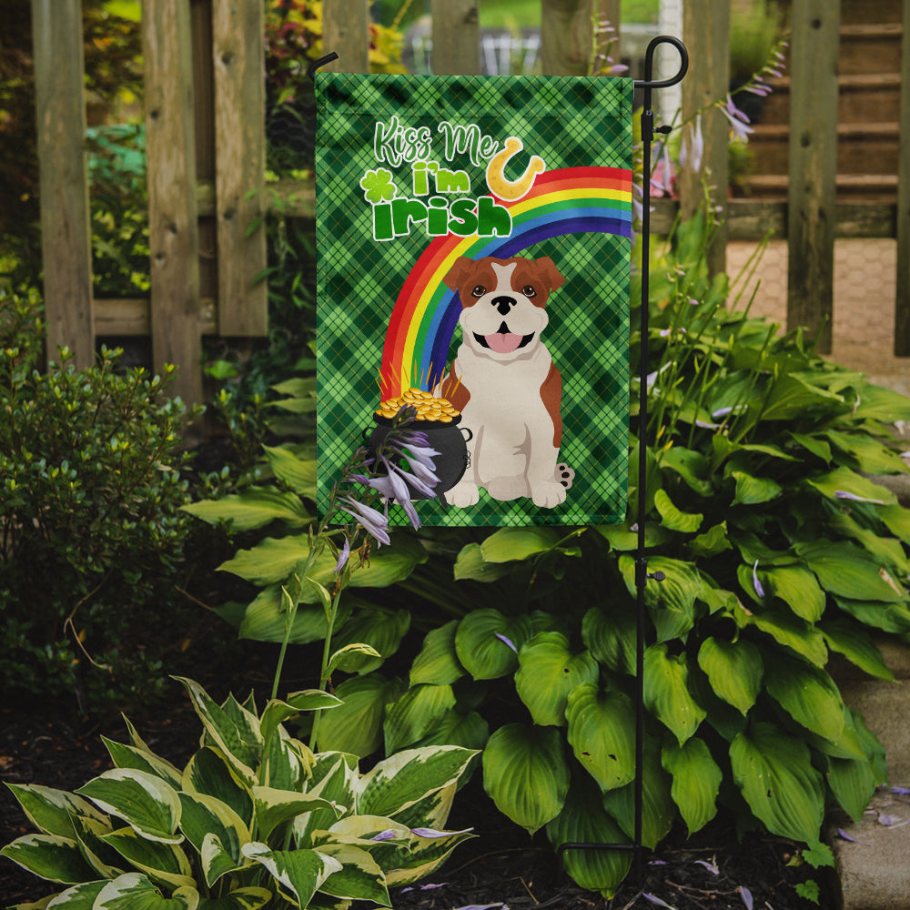 Red English Bulldog St. Patrick's Day Flag Garden Size  the-store.com.