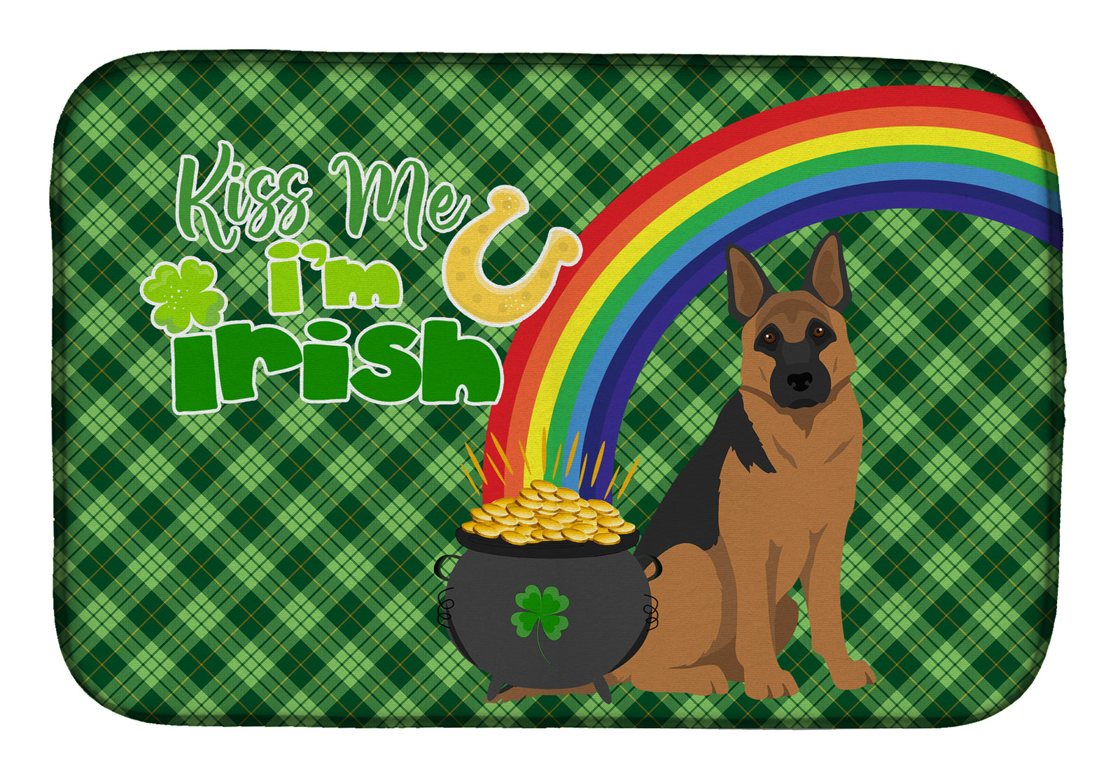 Black and Tan German Shepherd St. Patrick's Day Dish Drying Mat  the-store.com.