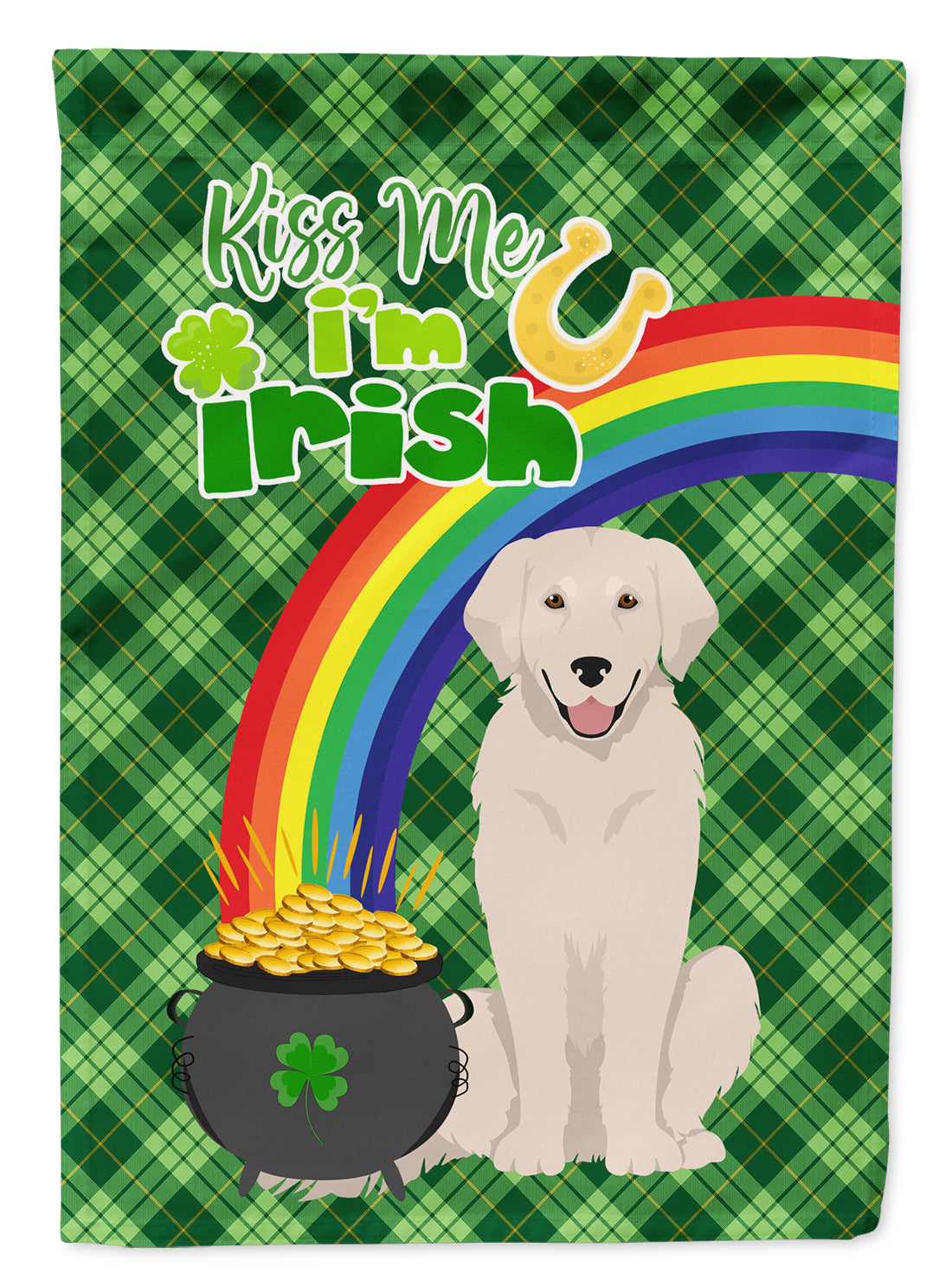 Cream Golden Retriever St. Patrick&#39;s Day Flag Garden Size  the-store.com.