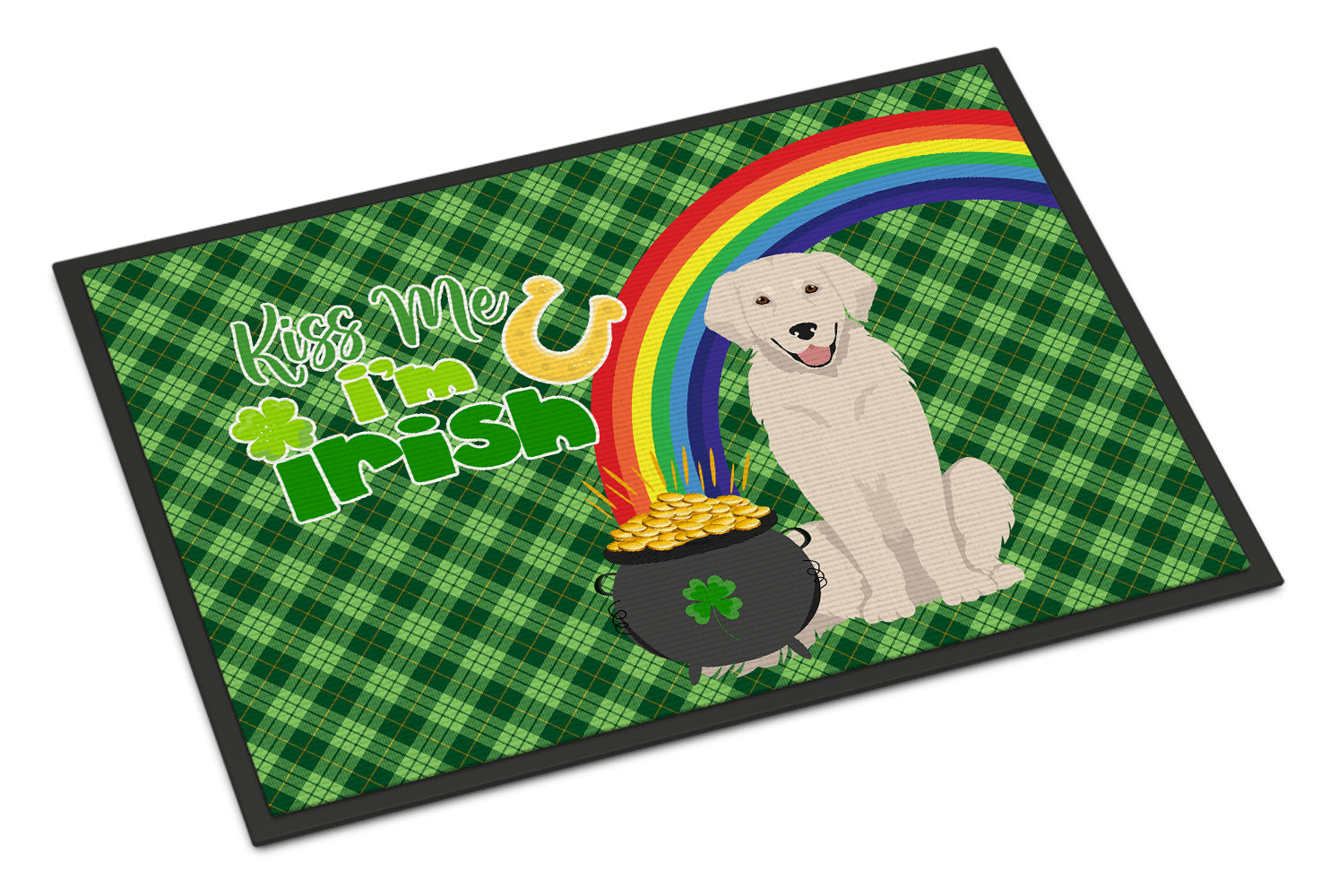 Buy this Cream Golden Retriever St. Patrick's Day Indoor or Outdoor Mat 24x36