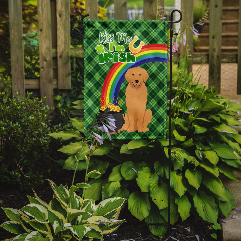 Gold Golden Retriever St. Patrick's Day Flag Garden Size  the-store.com.