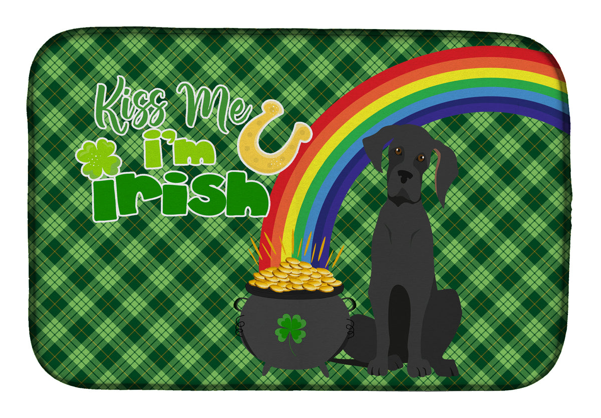 Black Great Dane St. Patrick&#39;s Day Dish Drying Mat  the-store.com.