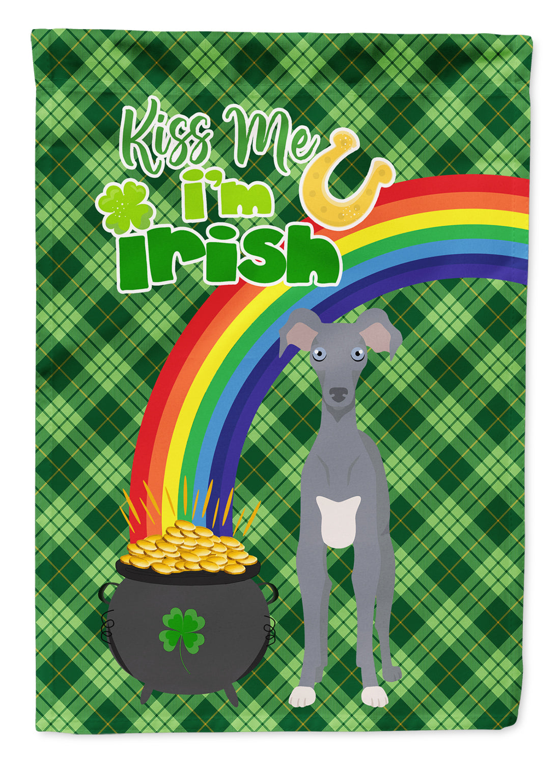 Gray Italian Greyhound St. Patrick&#39;s Day Flag Garden Size  the-store.com.