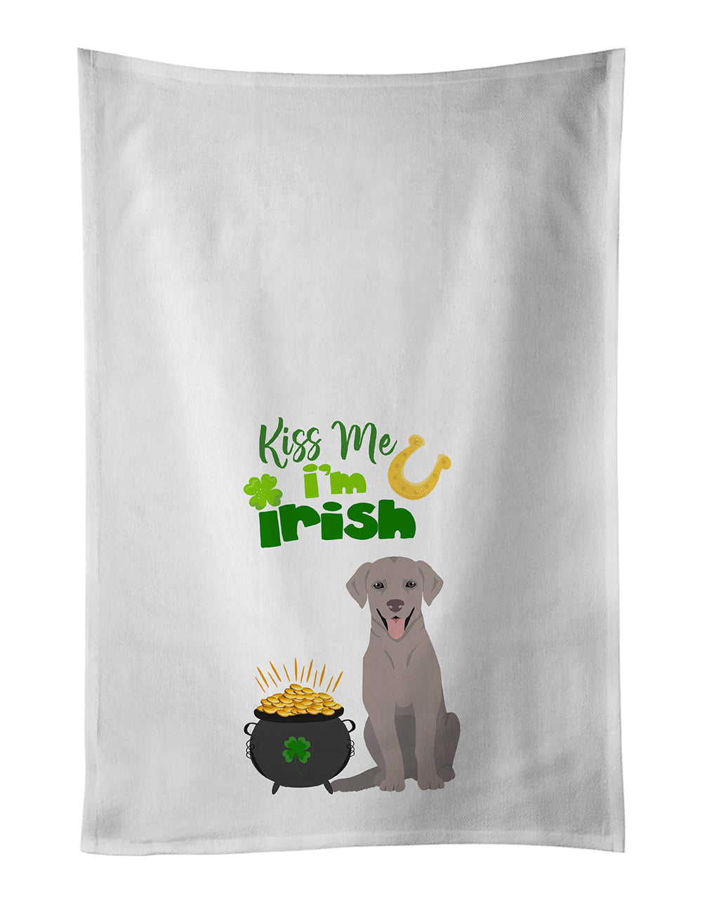 Buy this Gray Labrador Retriever St. Patrick's Day White Kitchen Towel Set of 2 Dish Towels