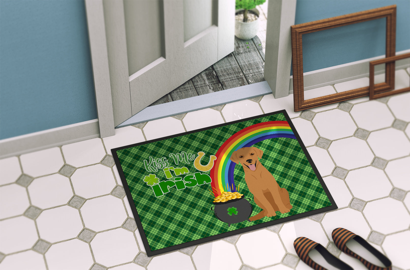 Red Fox Labrador Retriever St. Patrick's Day Indoor or Outdoor Mat 24x36 - the-store.com