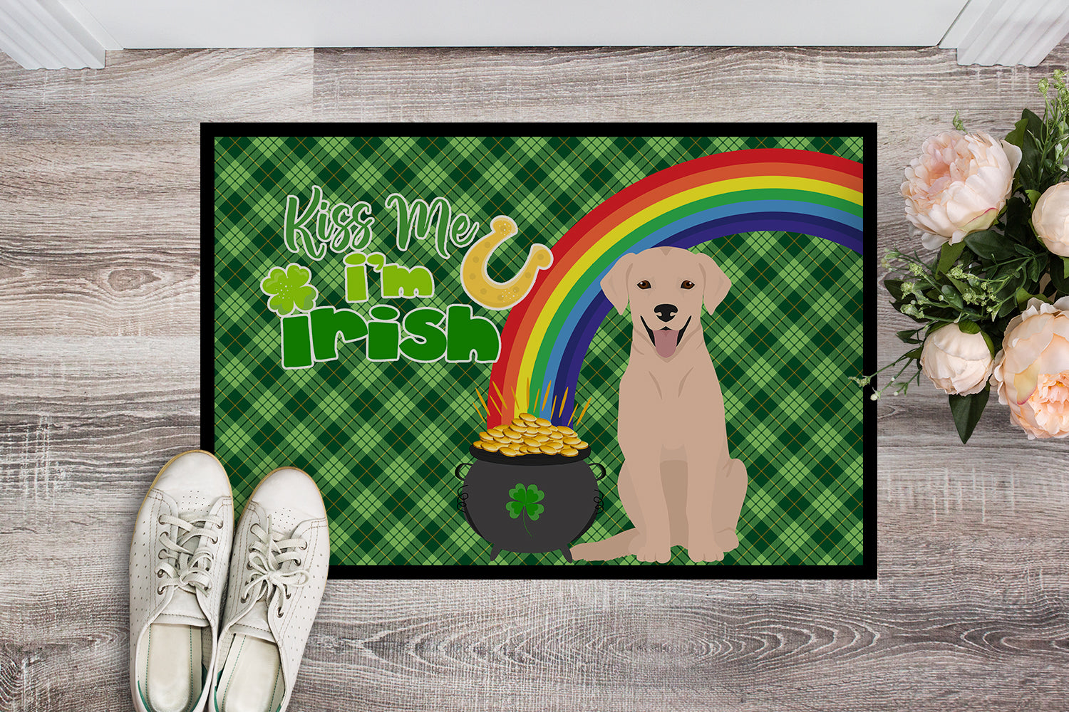 Yellow Labrador Retriever St. Patrick's Day Indoor or Outdoor Mat 24x36 - the-store.com