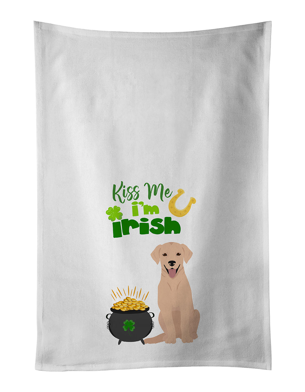 Buy this Yellow Labrador Retriever St. Patrick's Day White Kitchen Towel Set of 2 Dish Towels