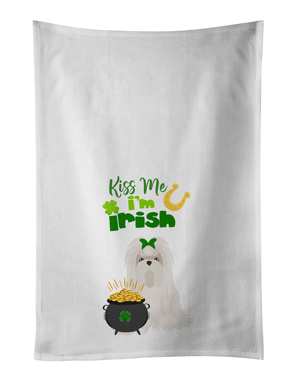 Buy this Maltese St. Patrick's Day White Kitchen Towel Set of 2 Dish Towels