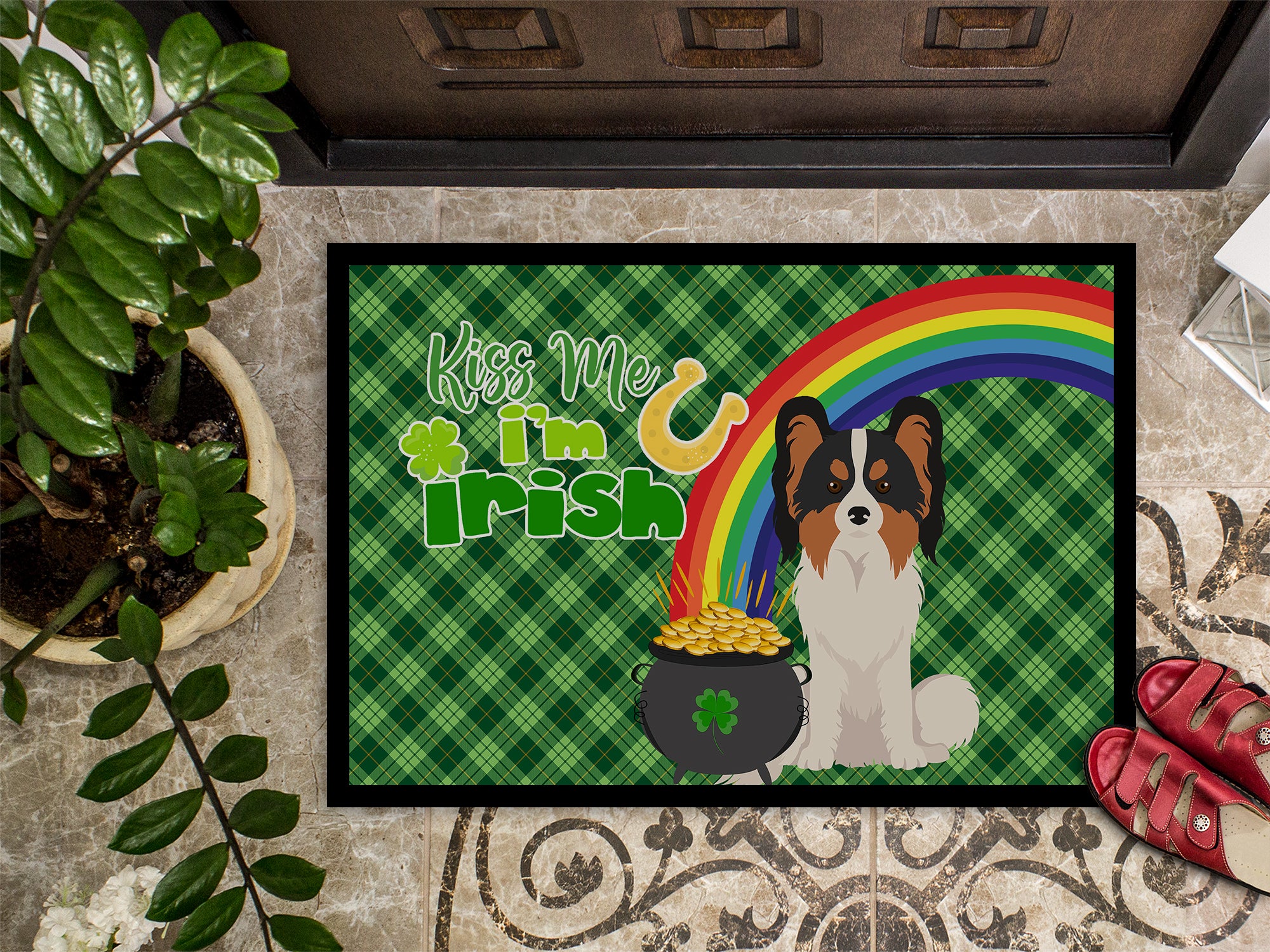 Tricolor Papillon St. Patrick's Day Indoor or Outdoor Mat 24x36 - the-store.com