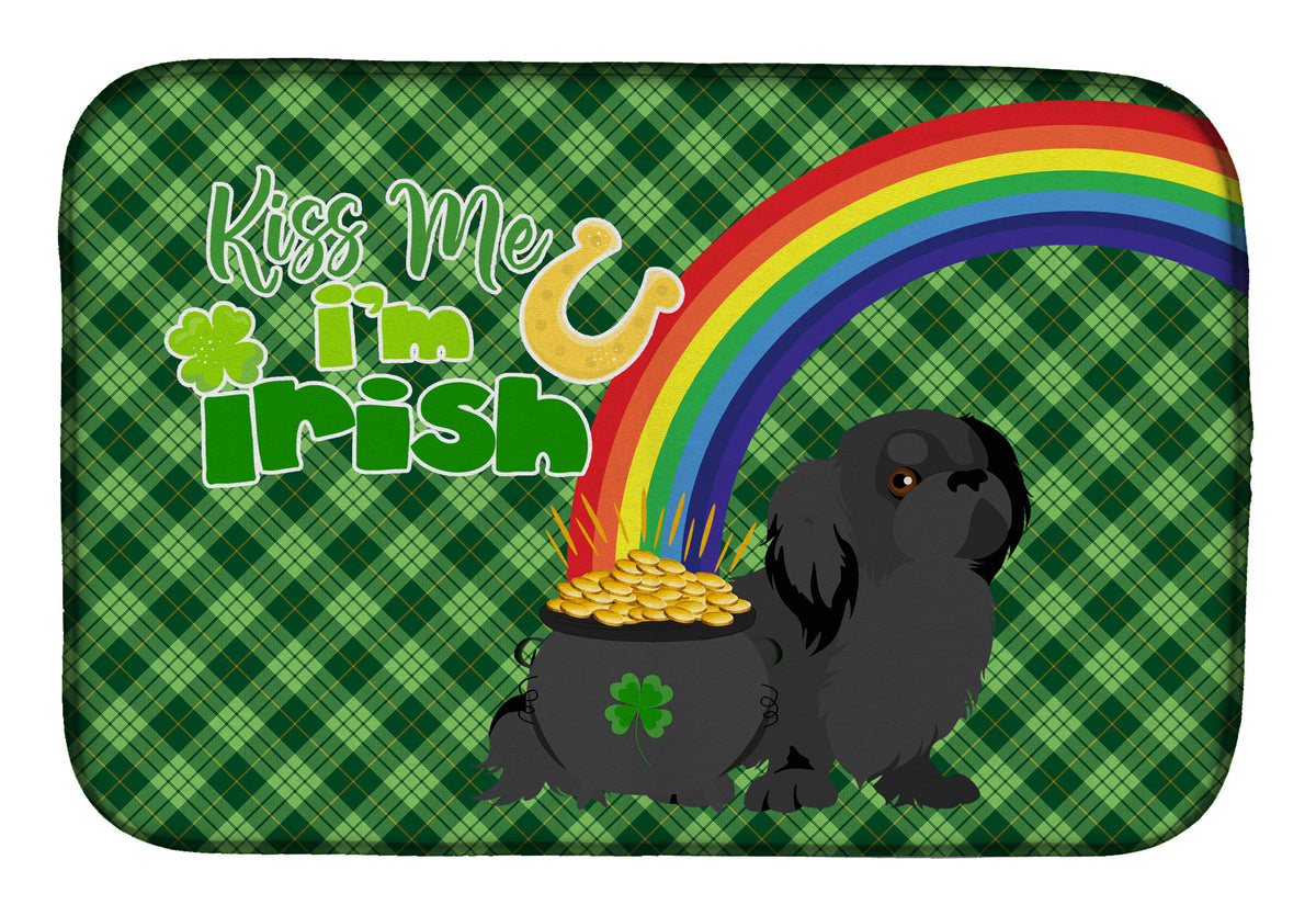 Black Pekingese St. Patrick&#39;s Day Dish Drying Mat  the-store.com.