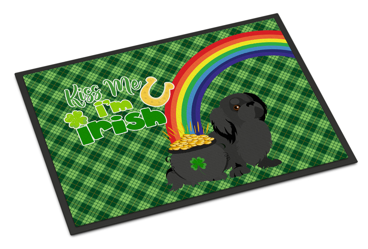 Buy this Black Pekingese St. Patrick&#39;s Day Indoor or Outdoor Mat 24x36