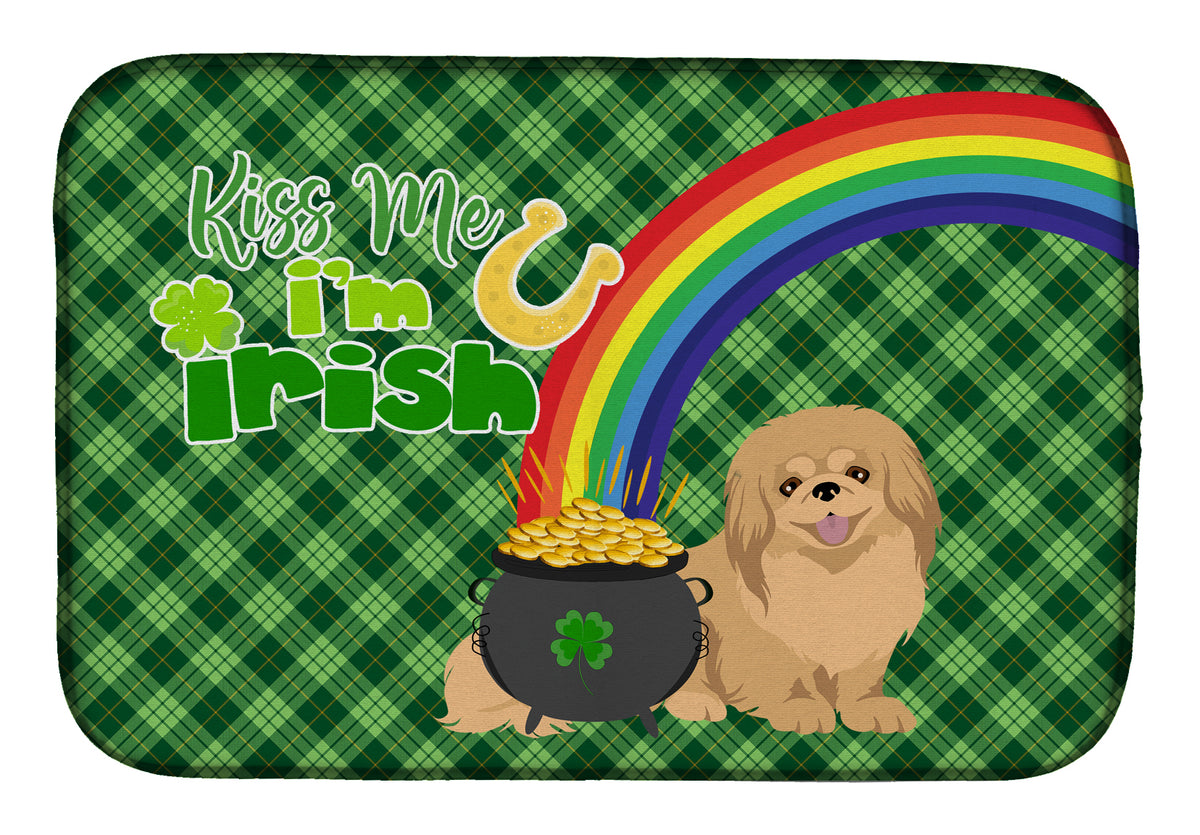 Gold Pekingese St. Patrick&#39;s Day Dish Drying Mat  the-store.com.