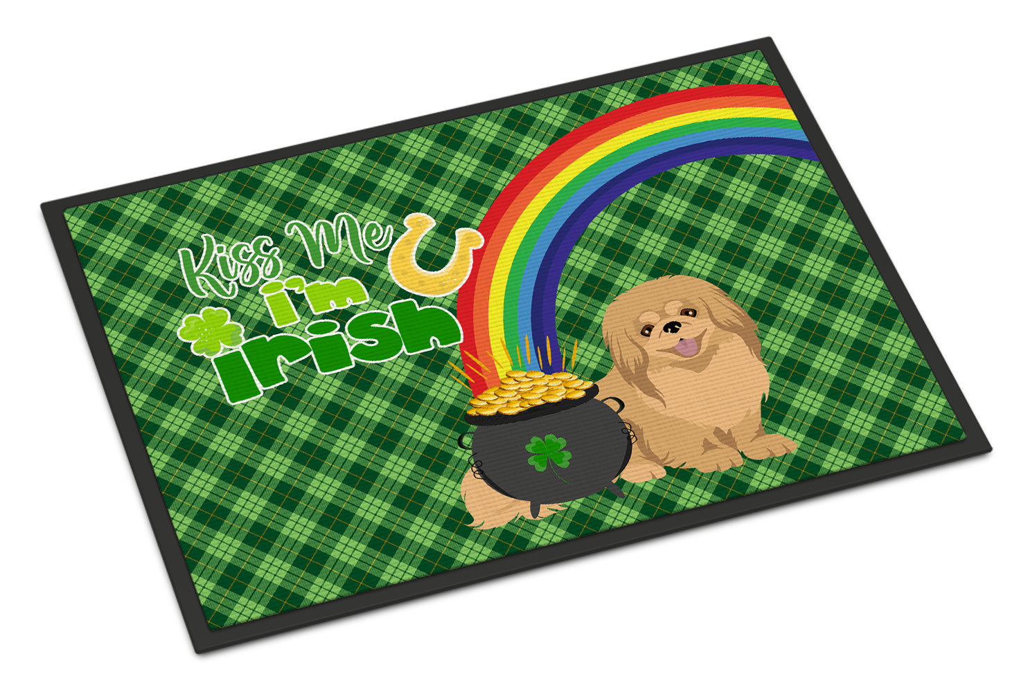 Buy this Gold Pekingese St. Patrick's Day Indoor or Outdoor Mat 24x36