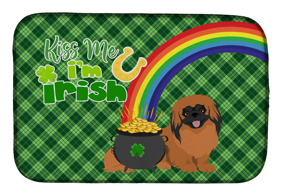 Red Pekingese St. Patrick&#39;s Day Dish Drying Mat  the-store.com.