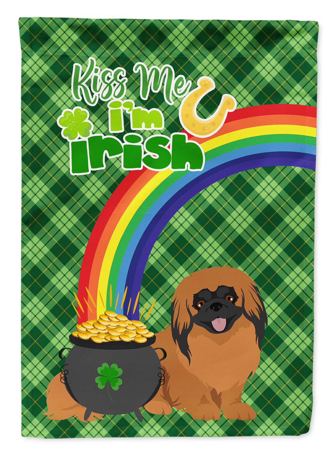 Red Pekingese St. Patrick&#39;s Day Flag Garden Size  the-store.com.