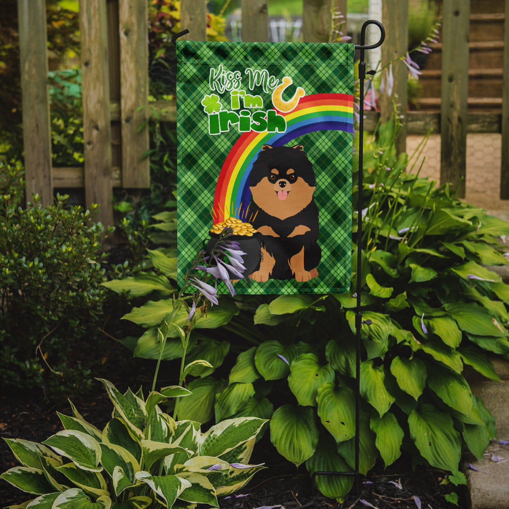 Black and Tan Pomeranian St. Patrick's Day Flag Garden Size  the-store.com.