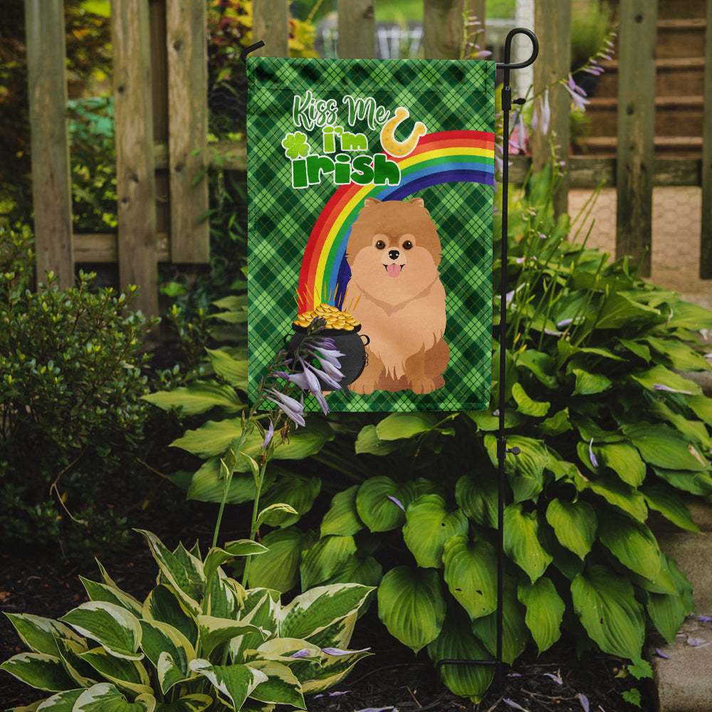 Orange Pomeranian St. Patrick's Day Flag Garden Size  the-store.com.