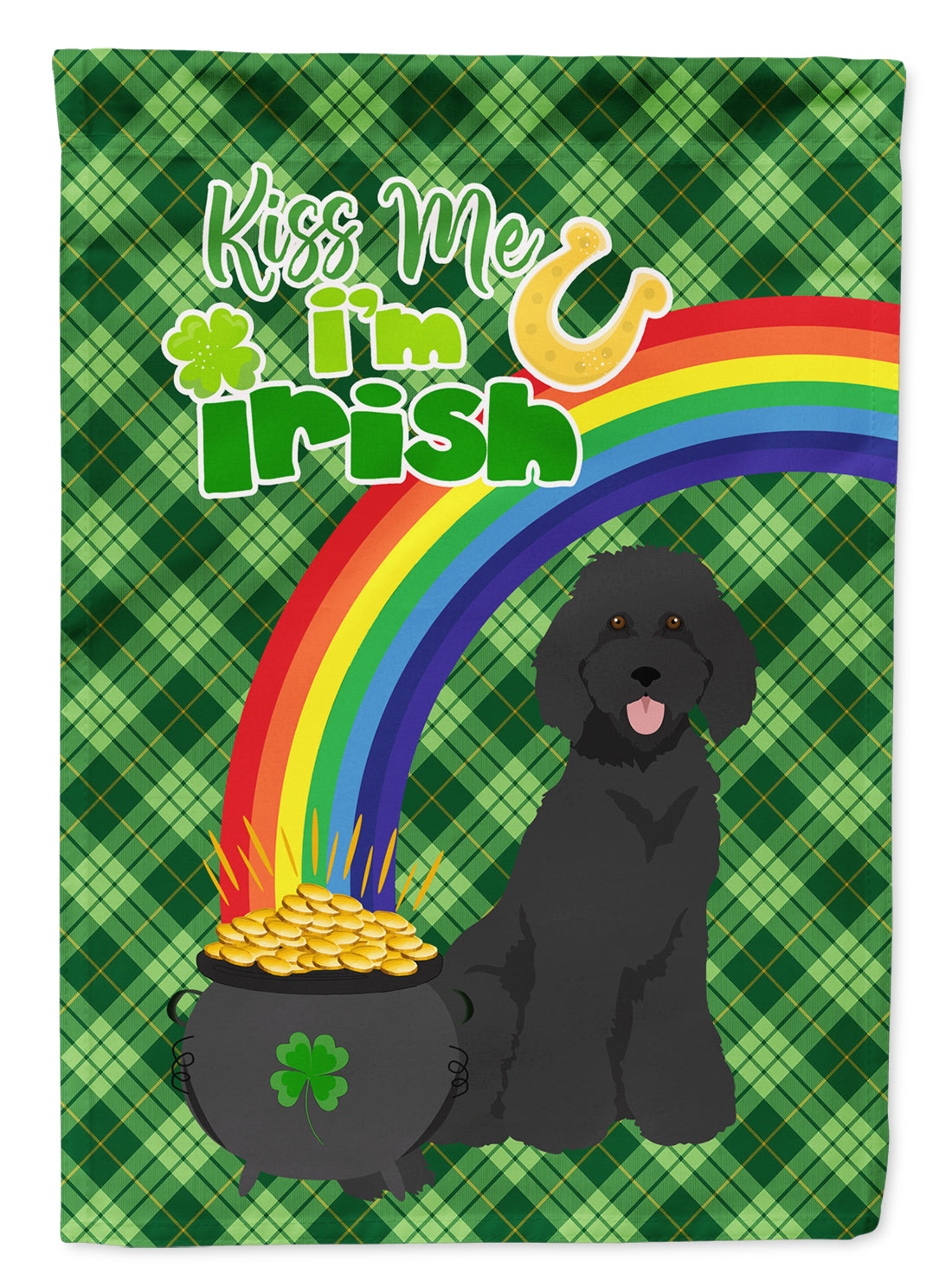 Standard Black Poodle St. Patrick's Day Flag Garden Size  the-store.com.