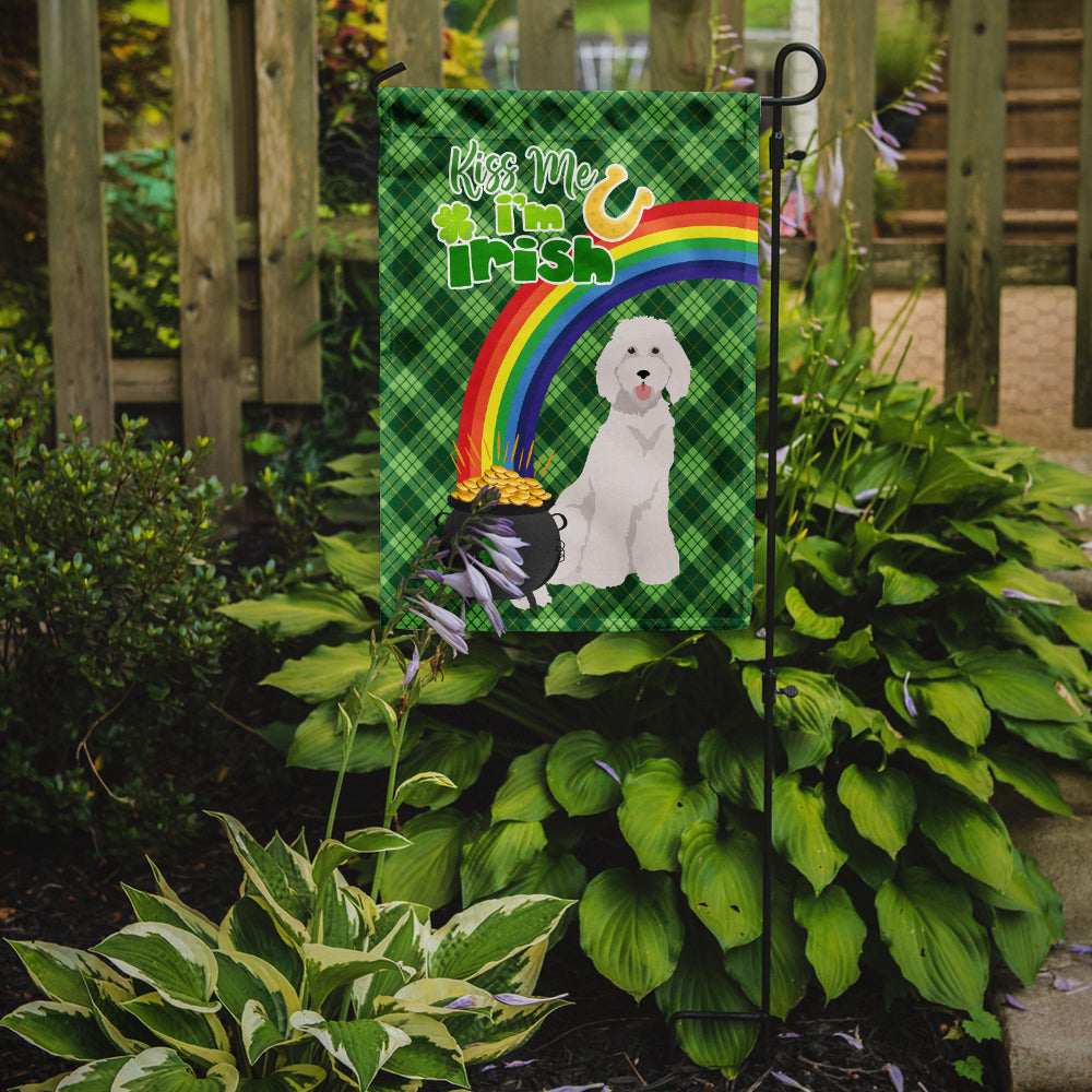 Standard White Poodle St. Patrick's Day Flag Garden Size  the-store.com.