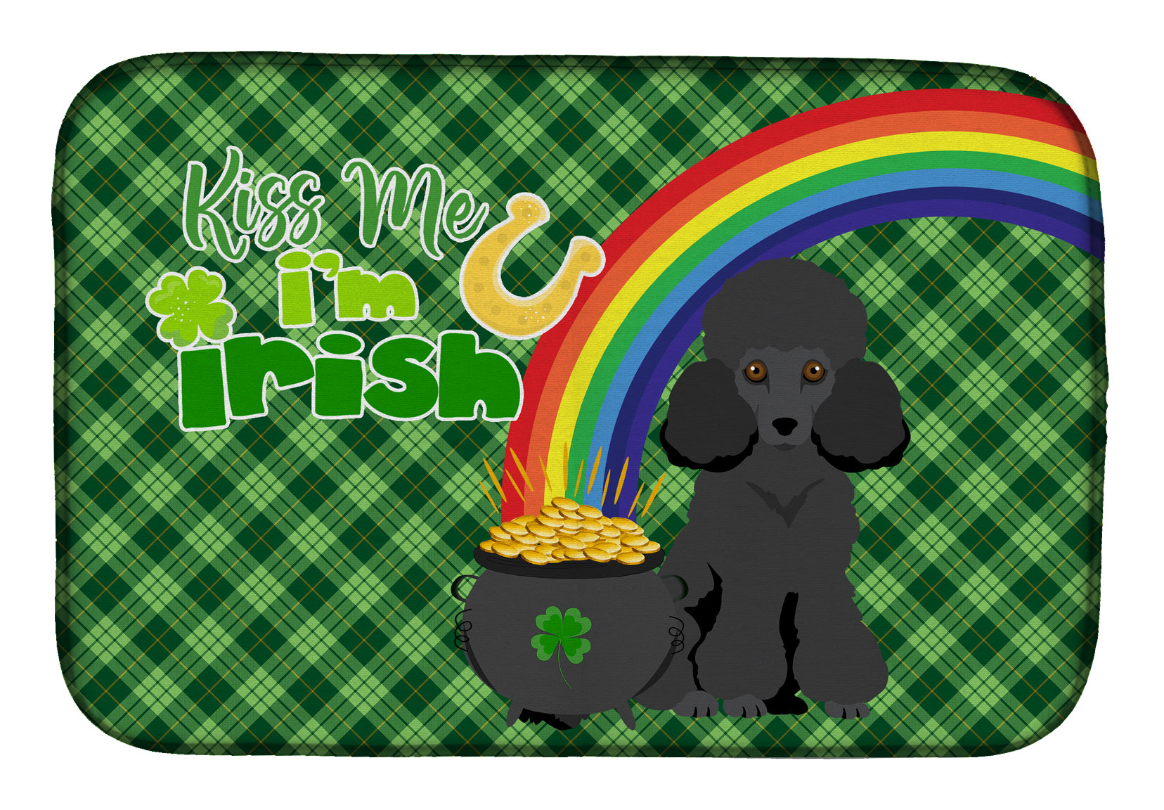 Toy Black Poodle St. Patrick's Day Dish Drying Mat  the-store.com.