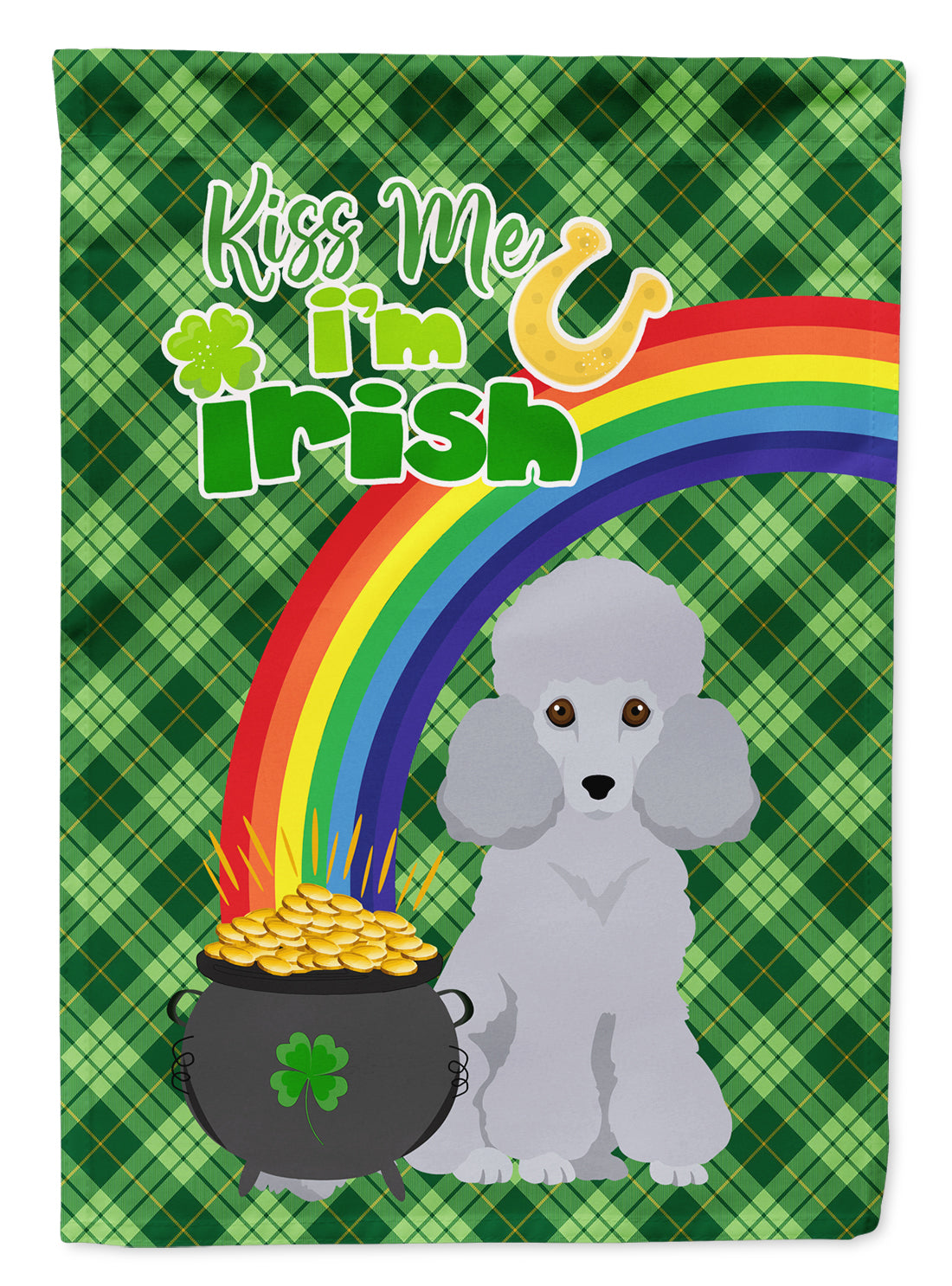 Toy Silver Poodle St. Patrick's Day Flag Garden Size  the-store.com.