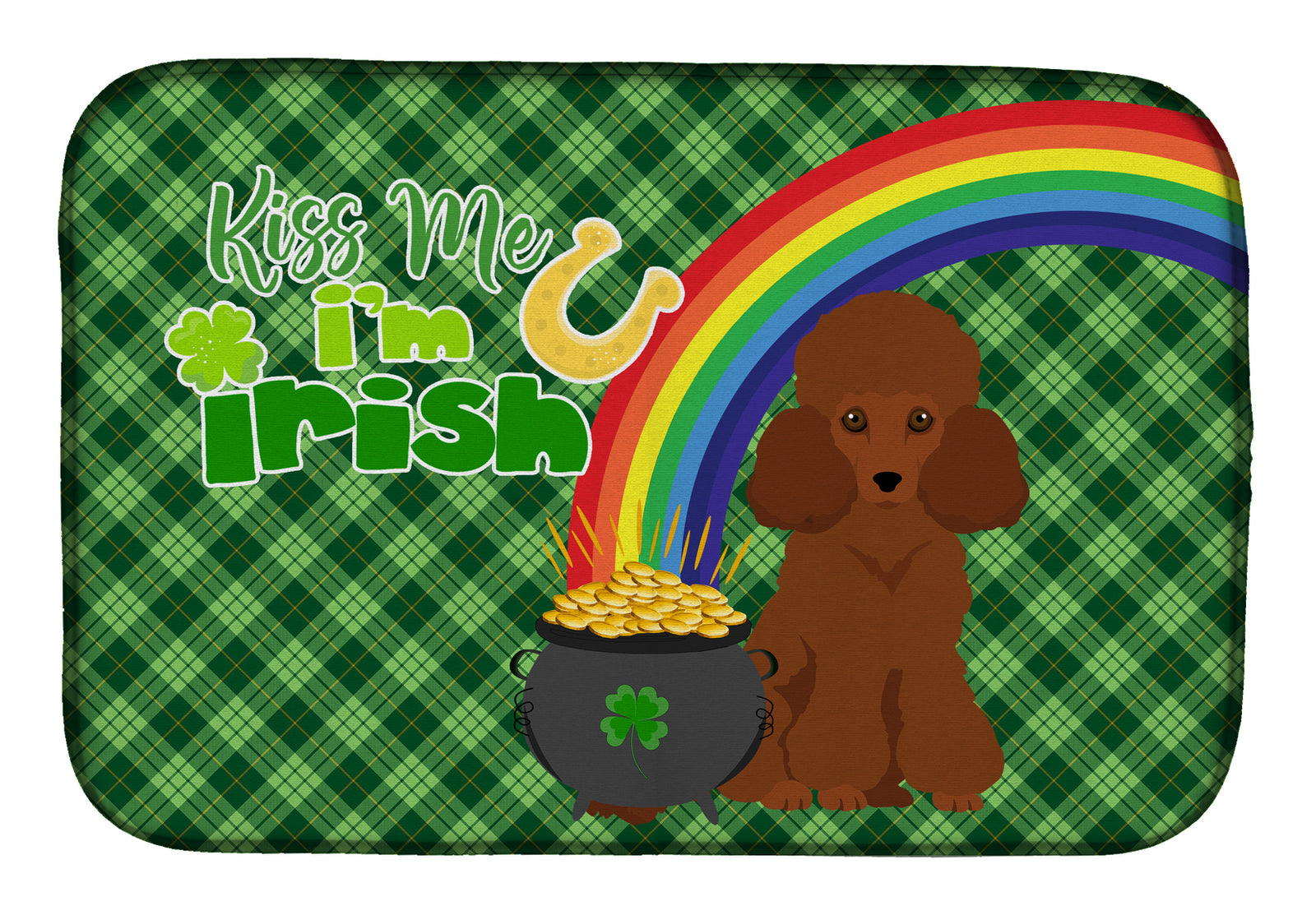 Toy Red Poodle St. Patrick's Day Dish Drying Mat  the-store.com.