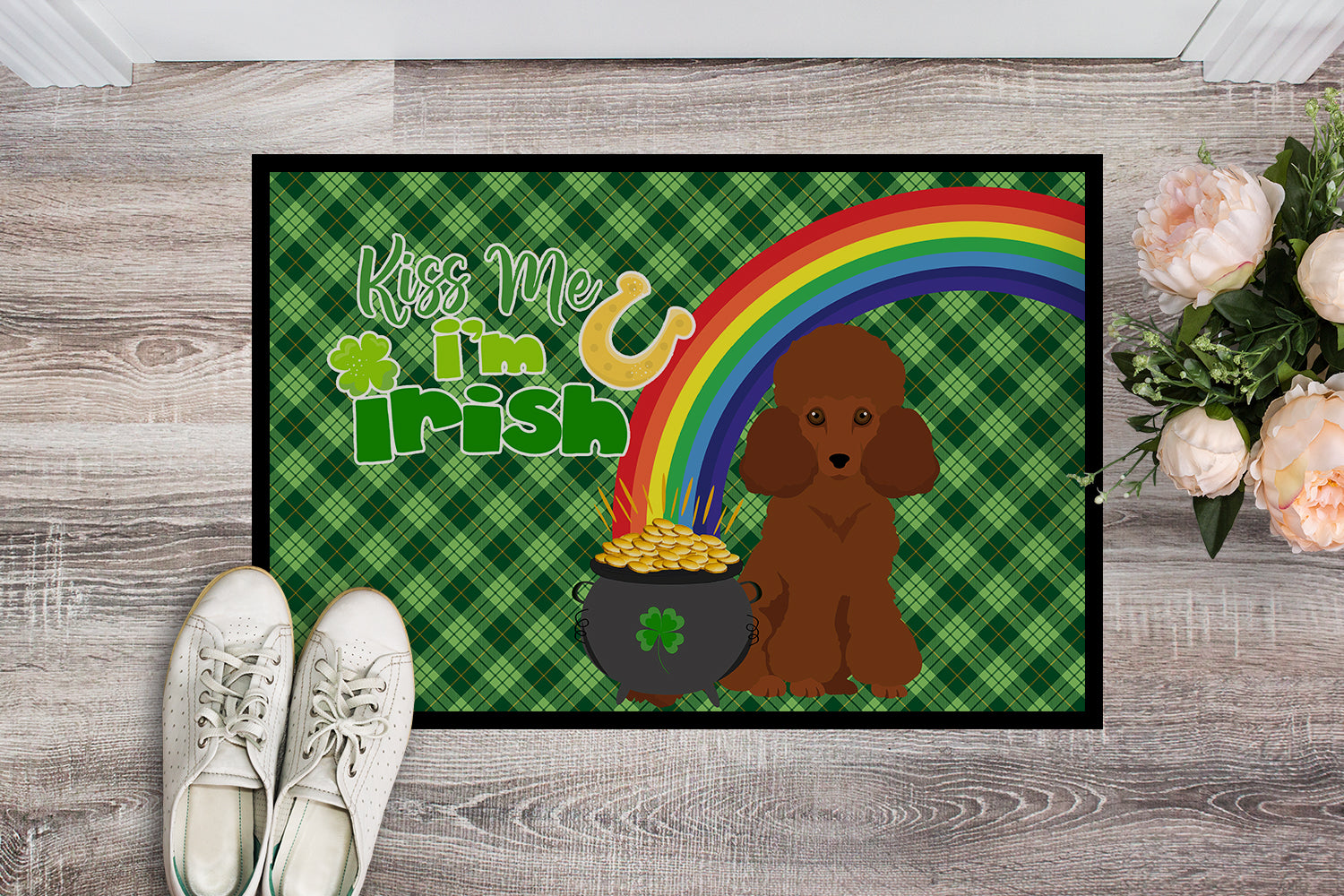 Buy this Toy Red Poodle St. Patrick's Day Indoor or Outdoor Mat 24x36