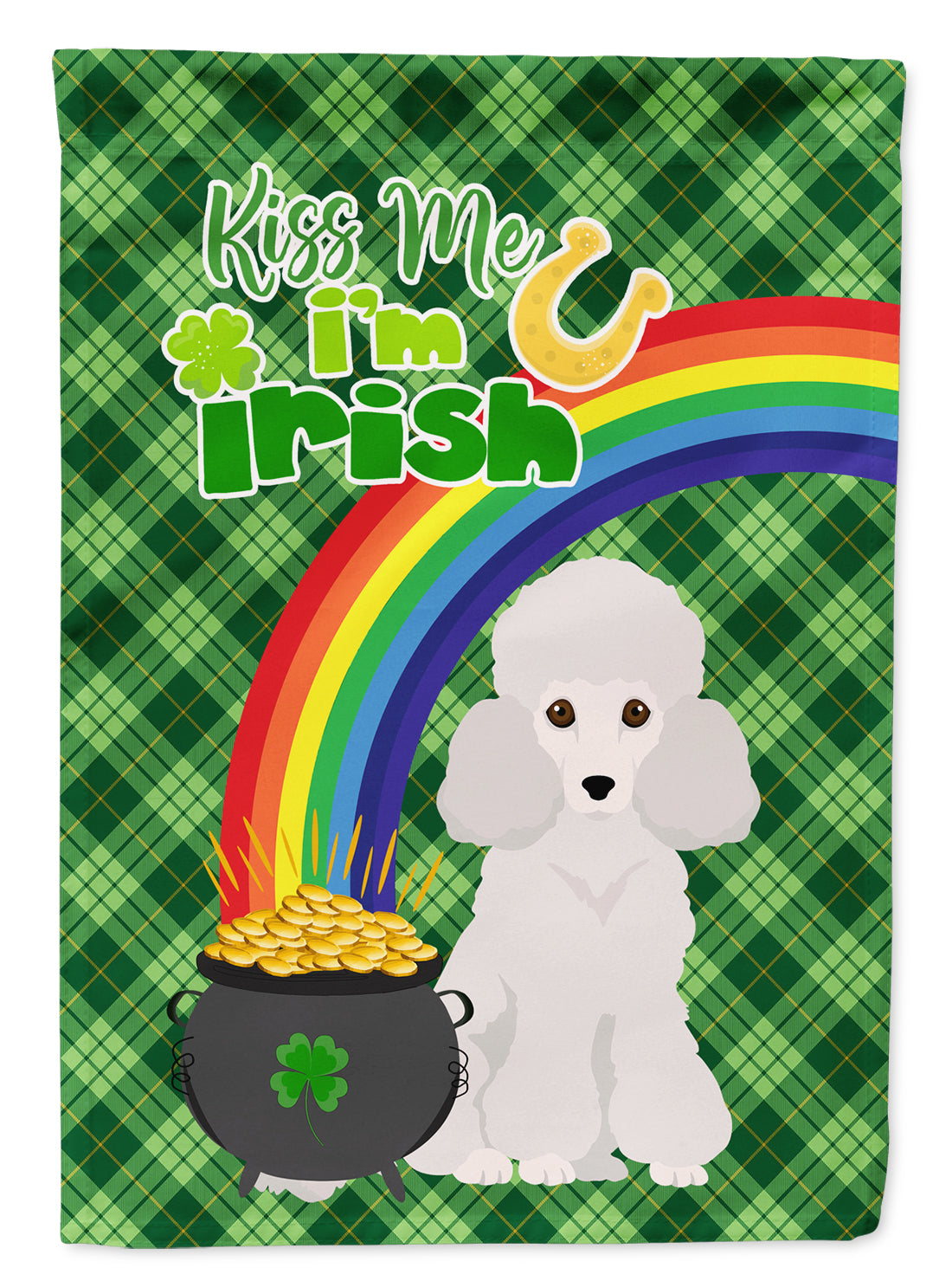 Toy White Poodle St. Patrick's Day Flag Garden Size  the-store.com.