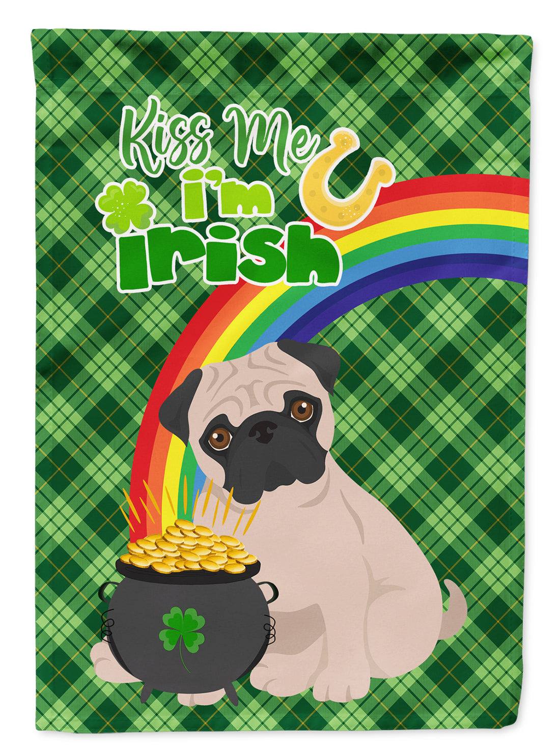 Fawn Pug St. Patrick's Day Flag Garden Size  the-store.com.