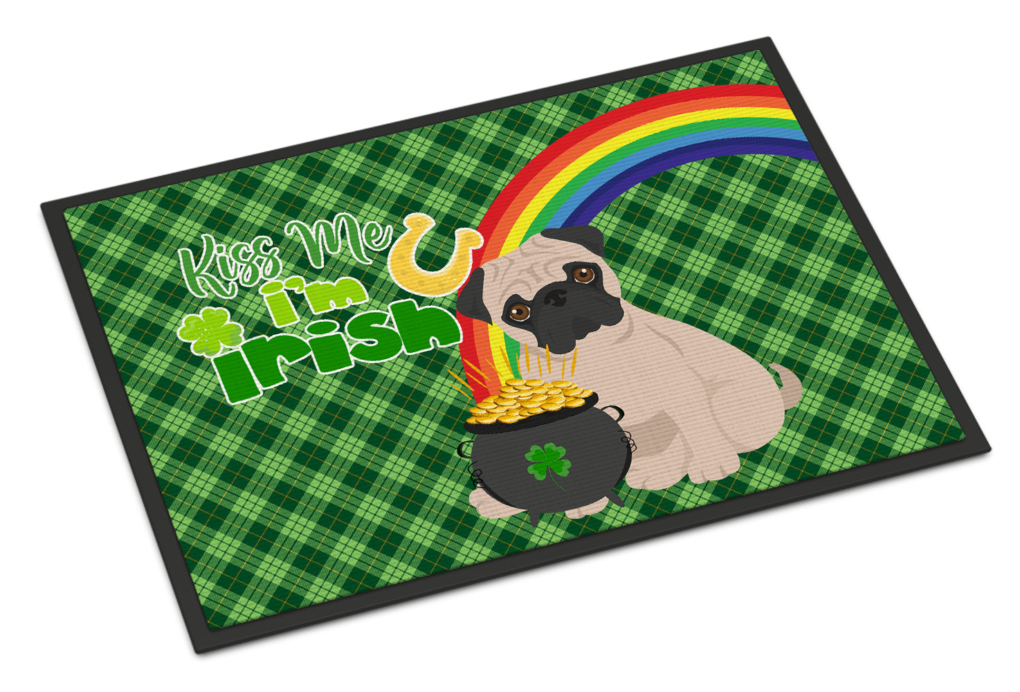 Buy this Fawn Pug St. Patrick's Day Indoor or Outdoor Mat 24x36