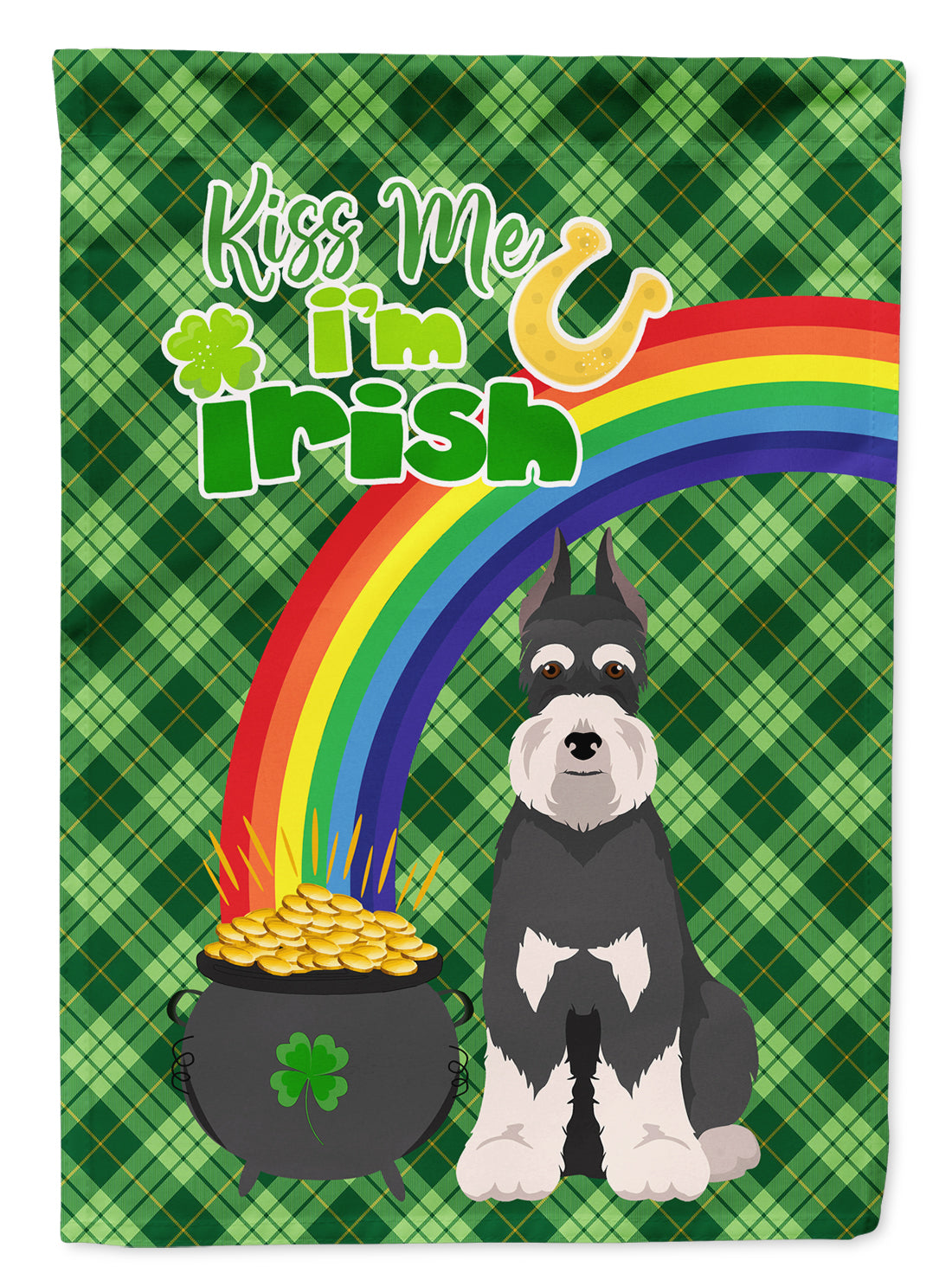 Black and Silver Schnauzer St. Patrick's Day Flag Garden Size  the-store.com.