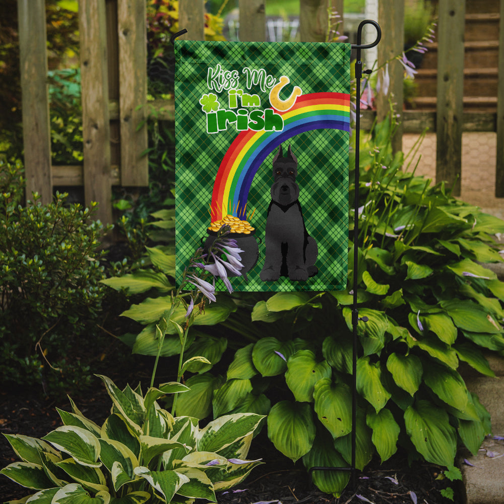 Black Schnauzer St. Patrick's Day Flag Garden Size  the-store.com.