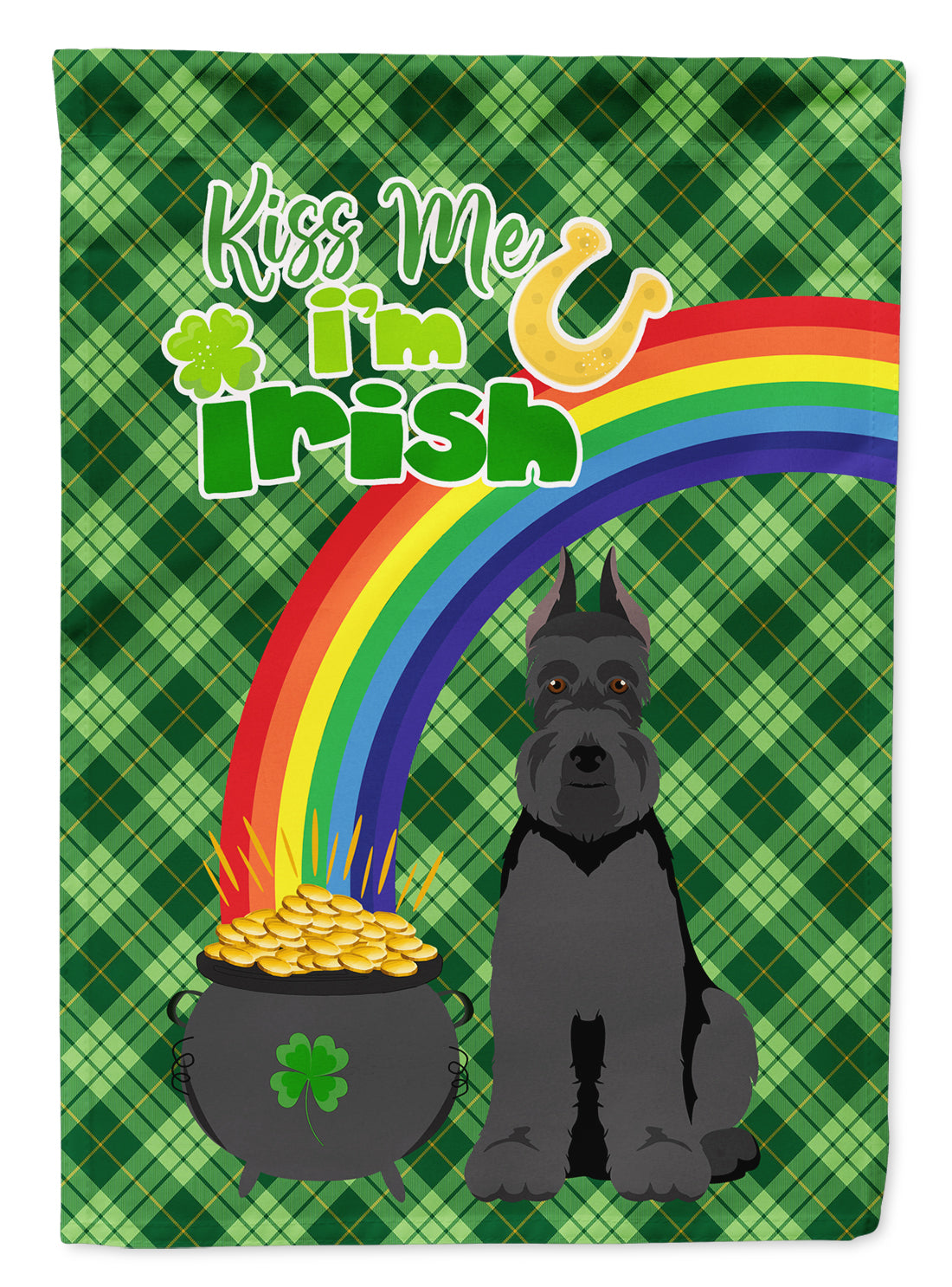 Black Schnauzer St. Patrick's Day Flag Garden Size  the-store.com.