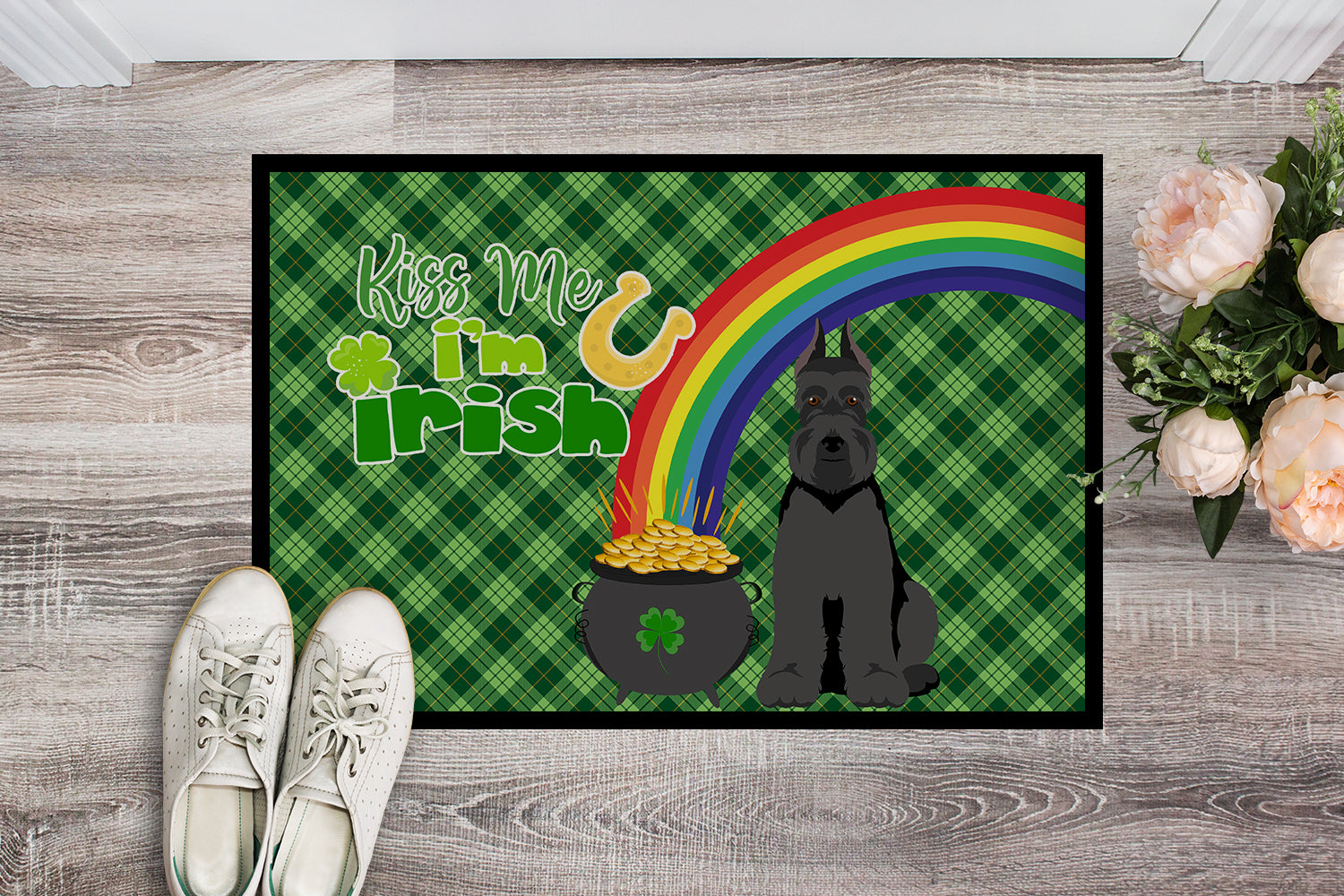 Buy this Black Schnauzer St. Patrick's Day Indoor or Outdoor Mat 24x36