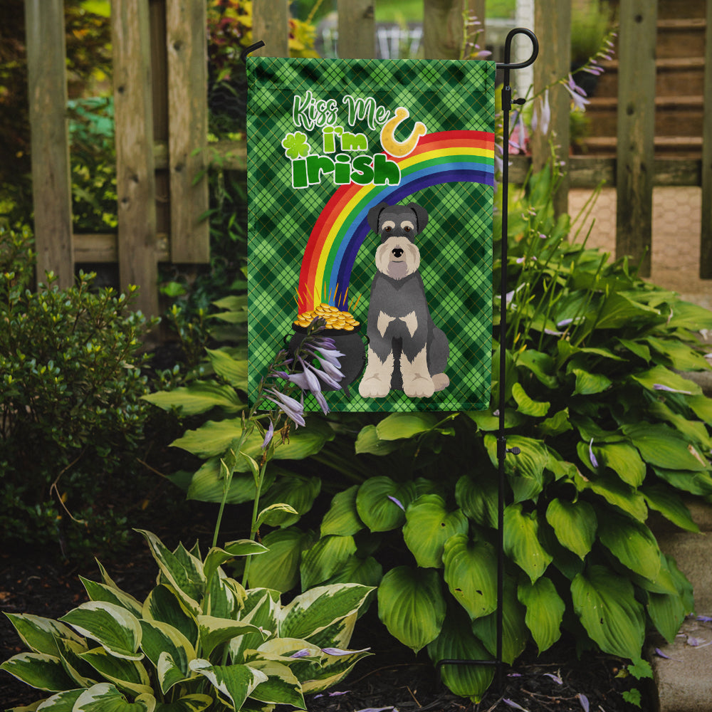 Salt Pepper Natural Ears Schnauzer St. Patrick's Day Flag Garden Size  the-store.com.