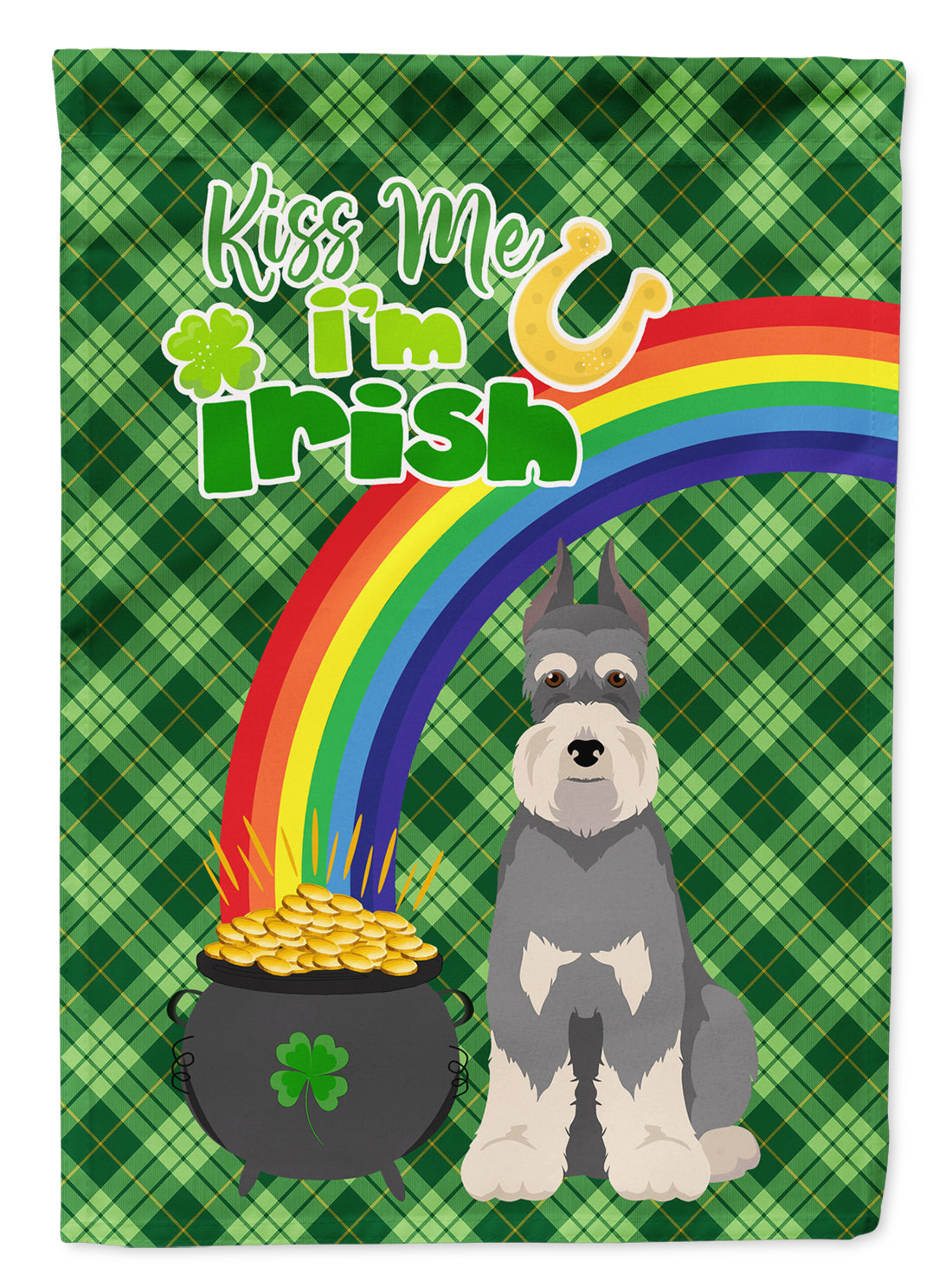 Salt Pepper Schnauzer St. Patrick's Day Flag Garden Size  the-store.com.