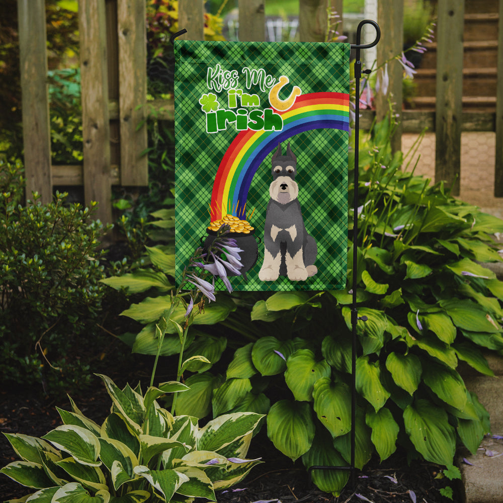 Salt Pepper Schnauzer St. Patrick's Day Flag Garden Size  the-store.com.