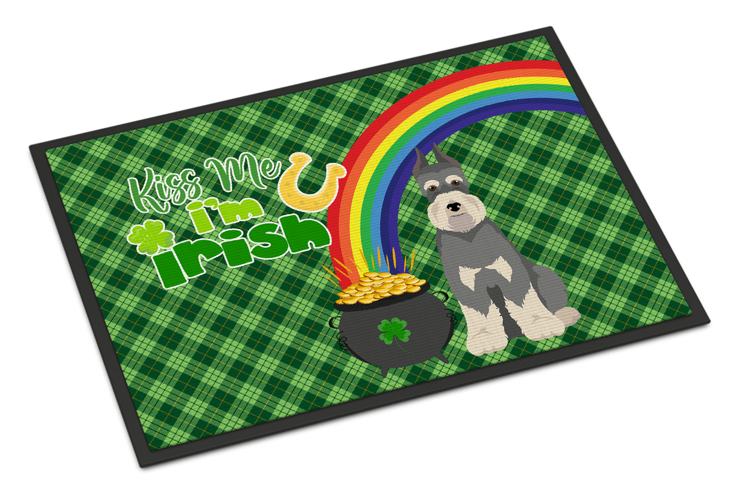 Buy this Salt Pepper Schnauzer St. Patrick's Day Indoor or Outdoor Mat 24x36