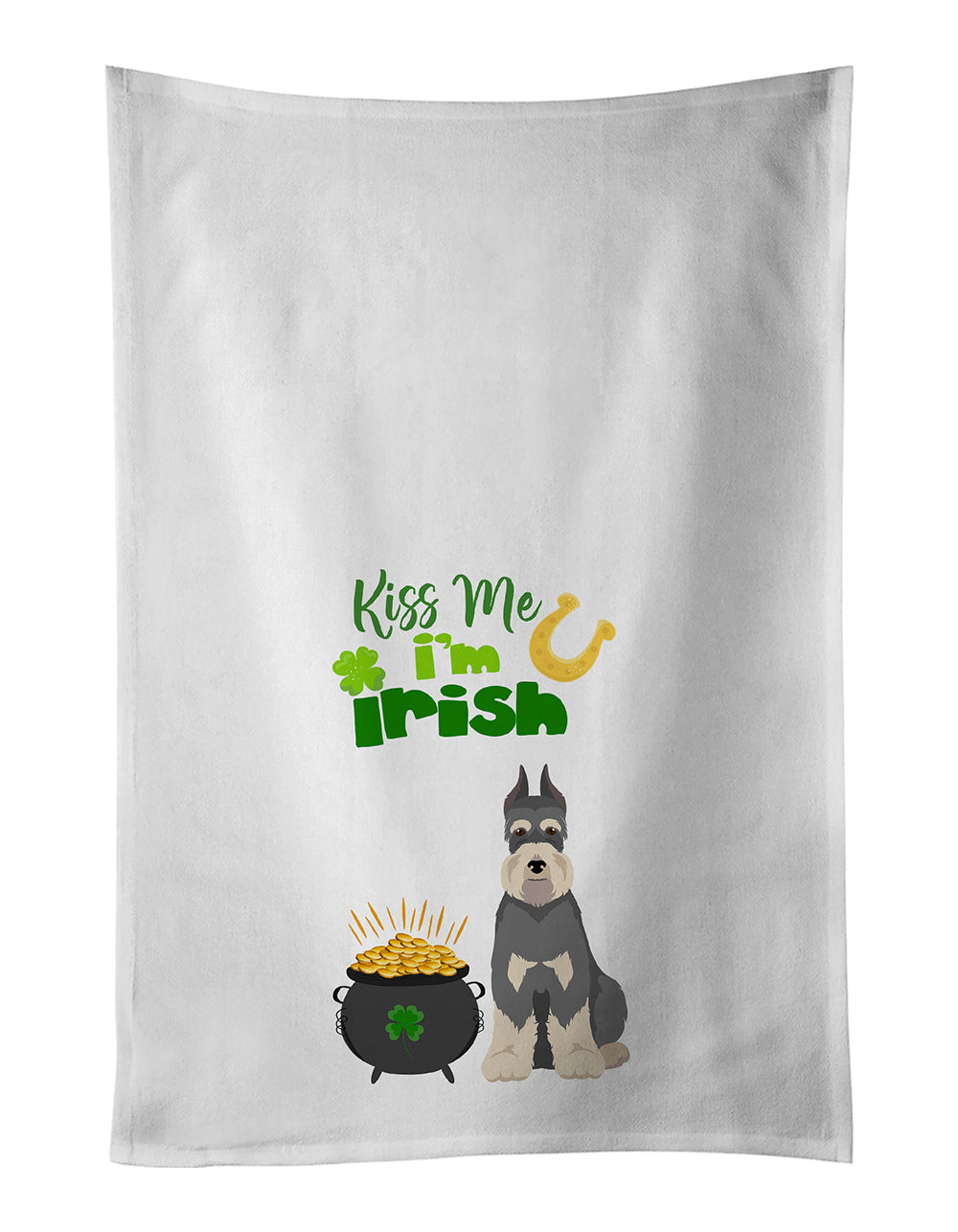 Buy this Salt Pepper Schnauzer St. Patrick's Day White Kitchen Towel Set of 2 Dish Towels