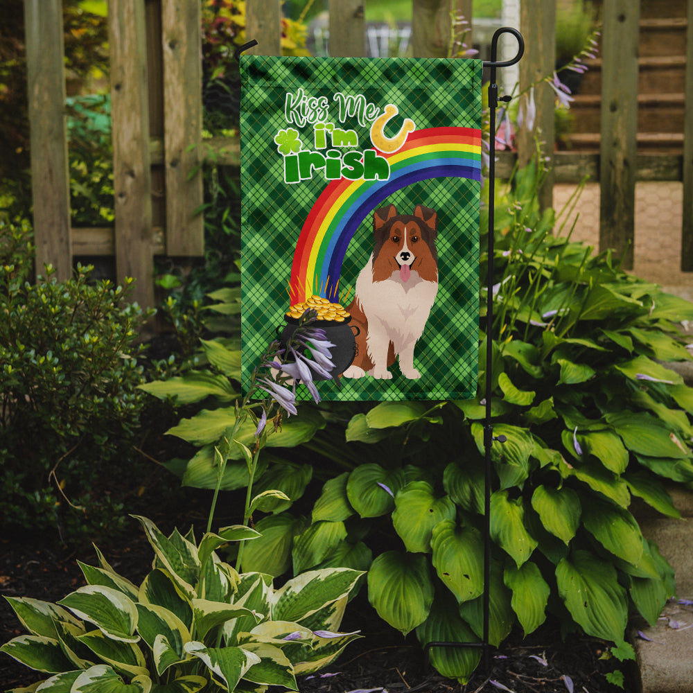 Sable Sheltie St. Patrick's Day Flag Garden Size  the-store.com.