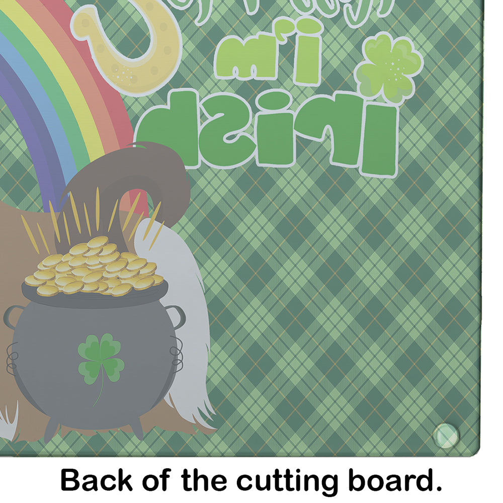 Red and White Shih Tzu St. Patrick's Day Glass Cutting Board Large - the-store.com